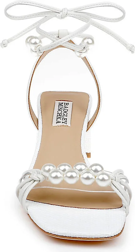 Dejah Pearl Ankle-Tie Low Block Sandals - Image 2