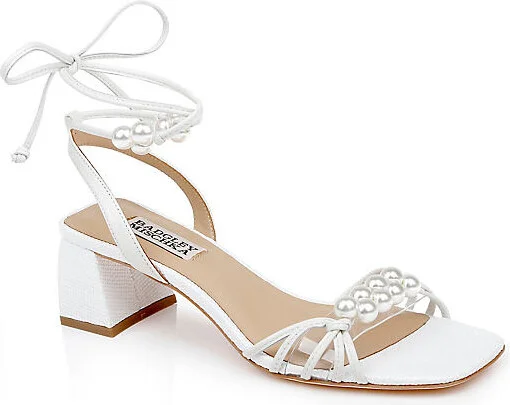 Dejah Pearl Ankle-Tie Low Block Sandals