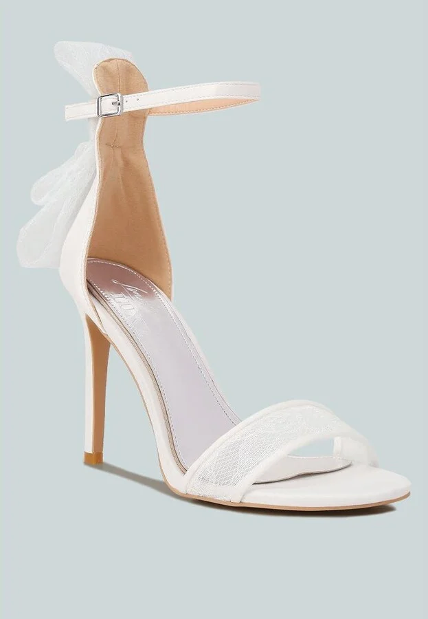Delancy Bow Detail Lace Stiletto Sandals - Image 2