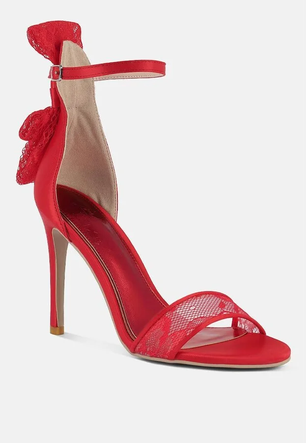 Delancy Bow Detail Lace Stiletto Sandals - Image 4