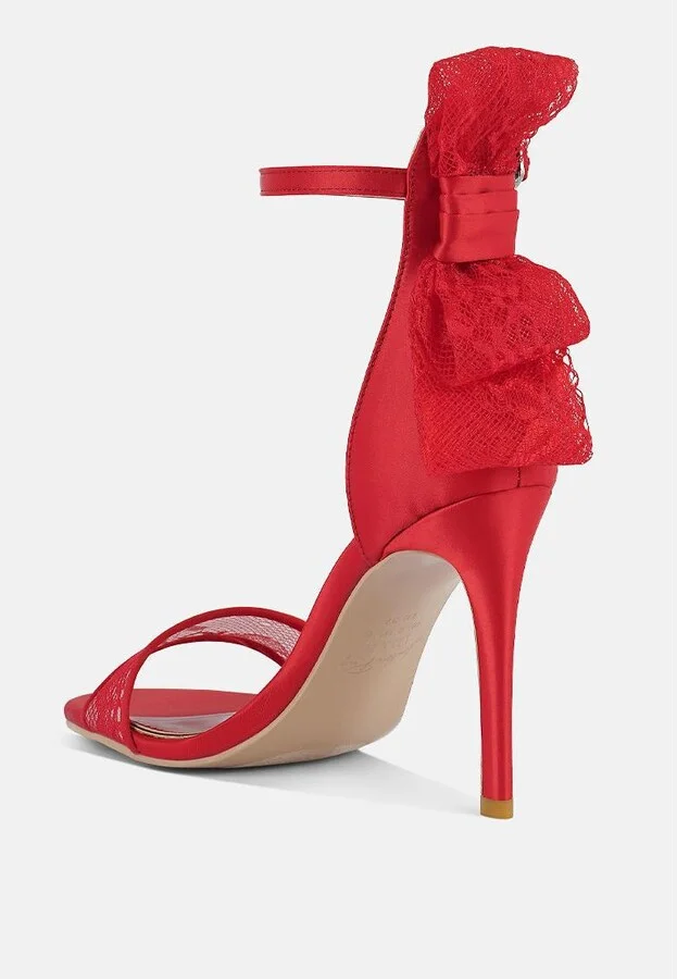 Delancy Bow Detail Lace Stiletto Sandals - Image 5