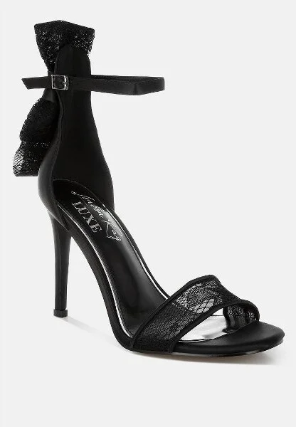 Delancy Bow Detail Lace Stiletto Sandals Women - Image 4