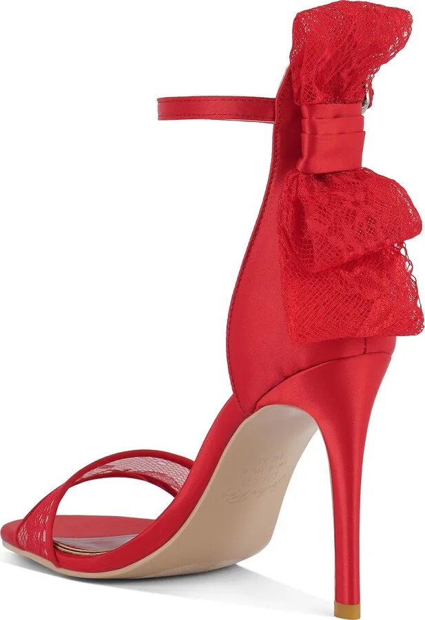 Delancy Lace Bow Satin Stiletto Sandal - Image 2