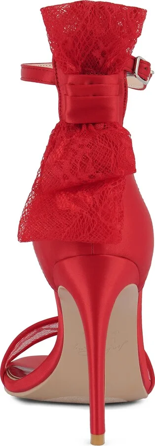 Delancy Lace Bow Satin Stiletto Sandal - Image 4