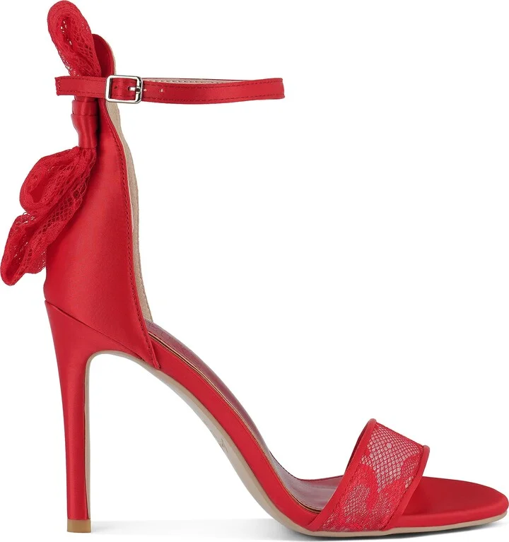 Delancy Lace Bow Satin Stiletto Sandal - Image 5