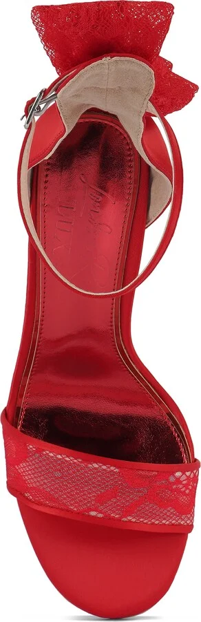 Delancy Lace Bow Satin Stiletto Sandal - Image 6