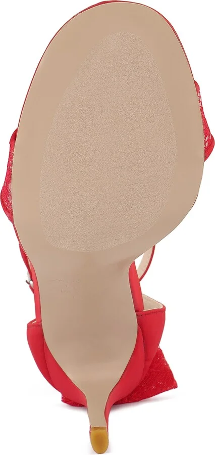 Delancy Lace Bow Satin Stiletto Sandal - Image 7