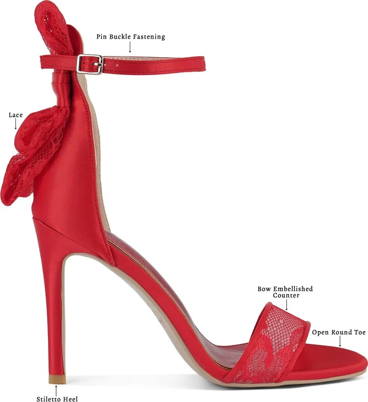 Delancy Lace Bow Satin Stiletto Sandal - Image 8
