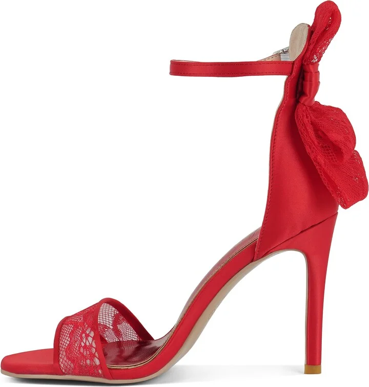Delancy Lace Bow Satin Stiletto Sandal - Image 10