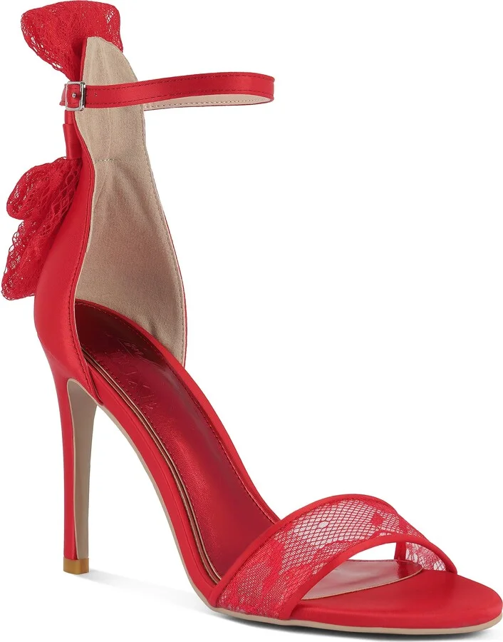 Delancy Lace Bow Satin Stiletto Sandal