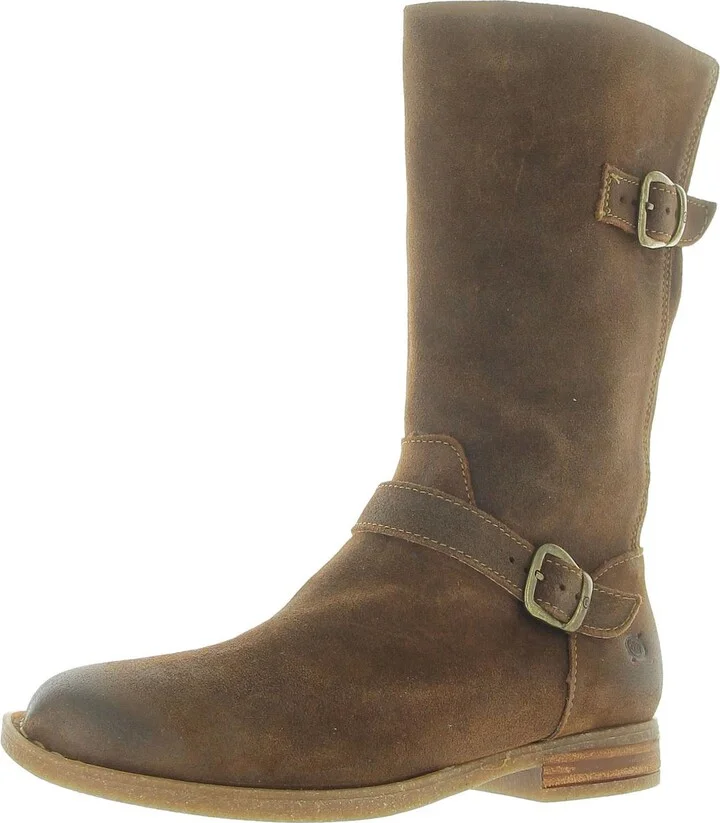 DELANO Womens Buckle Nubuck Mid-Calf Boots