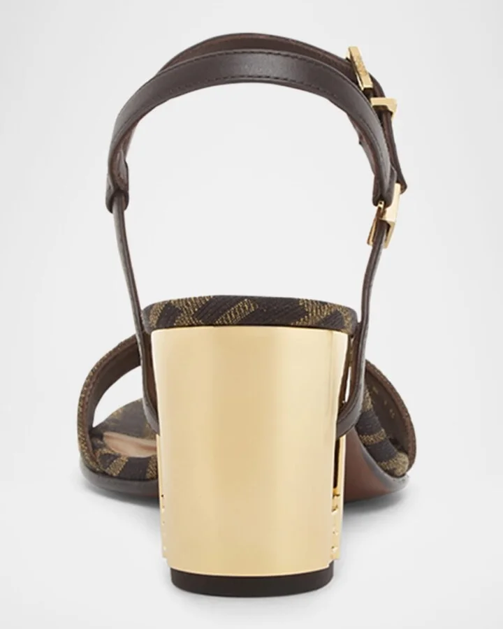 Delfina FF Jacquard Block-Heel Sandals - Image 3