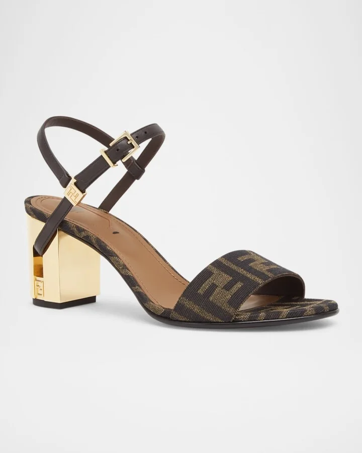 Delfina FF Jacquard Block-Heel Sandals - Image 5