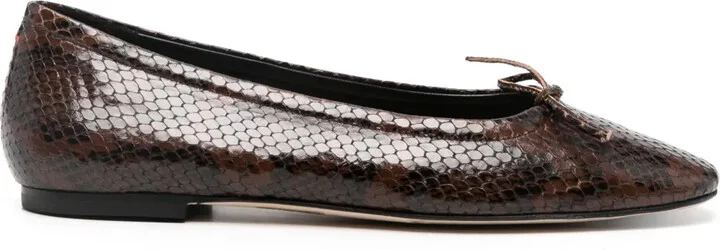 Delfina snakeskin-effect ballerina shoes