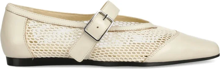 Delia buckle-fastening mesh ballet flats