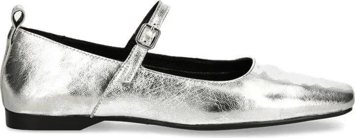 Delia buckle-strap square-toe ballet flats
