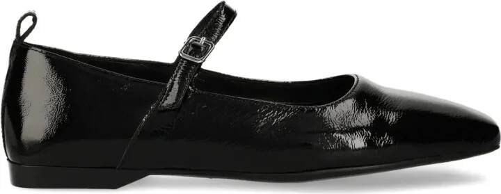 Delia patent-leather buckled ballet flats