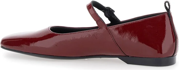 'delia' Red Ballerinas With Adjustable Strap In Shiny Leather Woman - Image 3