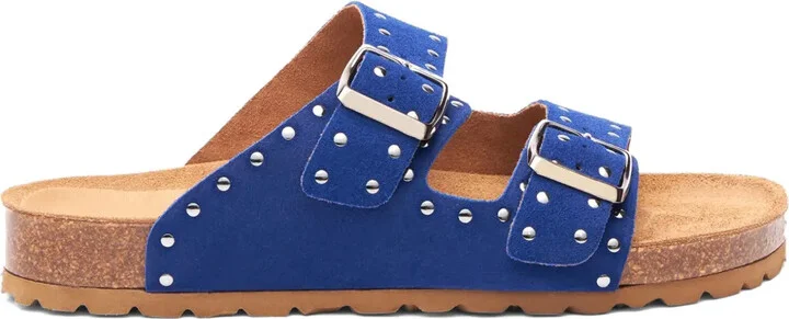 Delilah stud-embellished suede slides