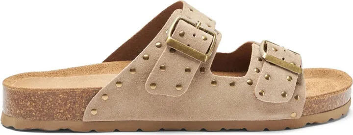 Delilah stud-embellished suede slides