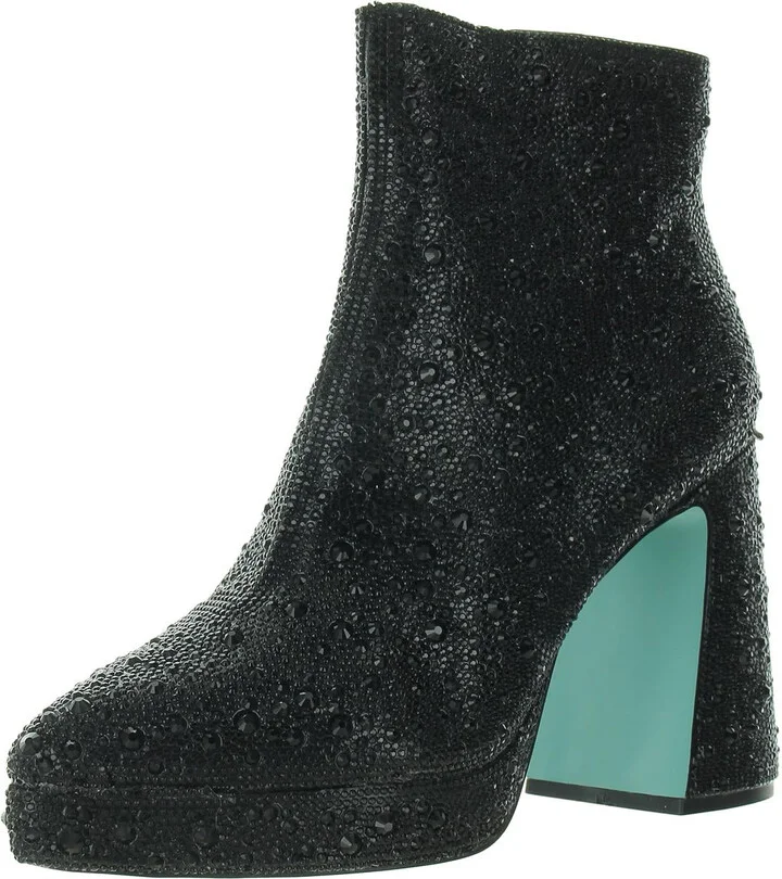 Della Womens Rhinestone Pointed Toe Ankle Boots