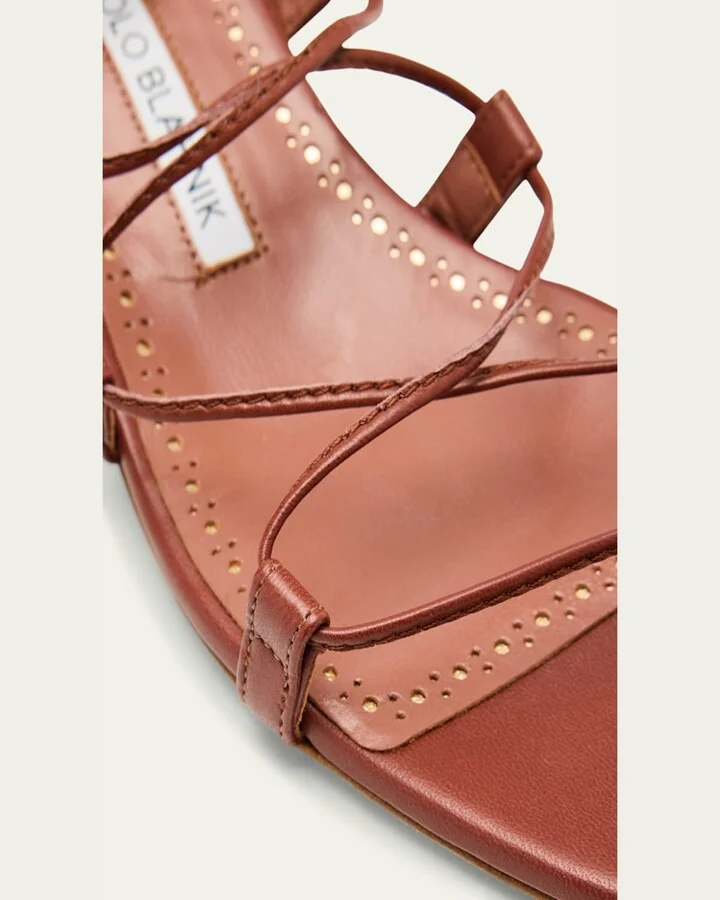 Dellasan Leather Kitten-Heel Sandals - Image 3