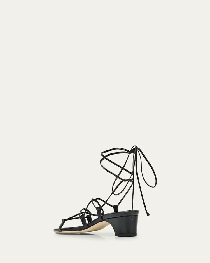 Dellasan Leather Kitten-Heel Sandals - Image 6