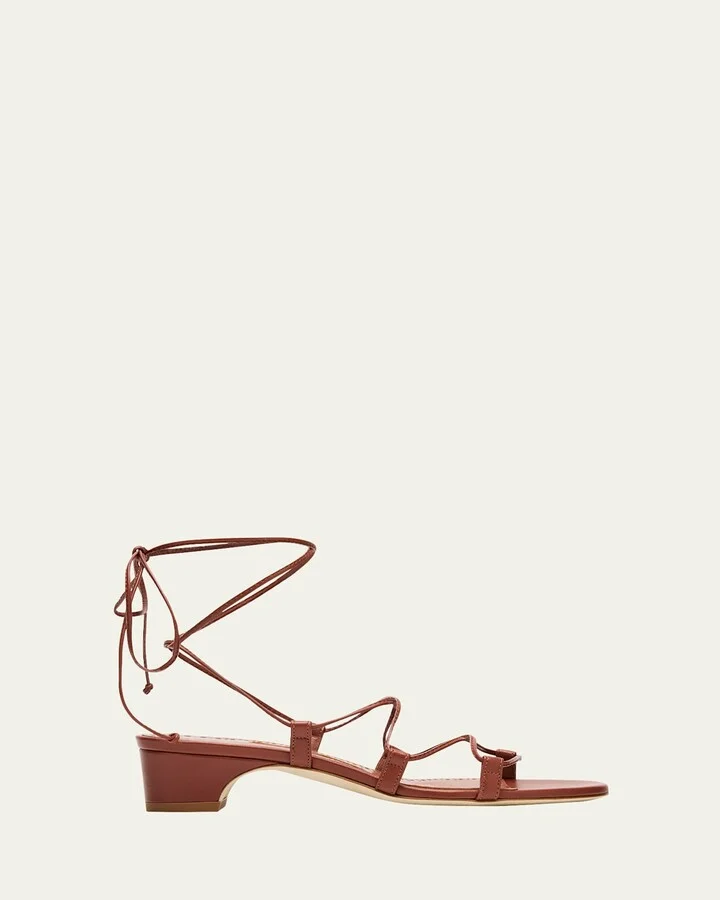 Dellasan Leather Kitten-Heel Sandals