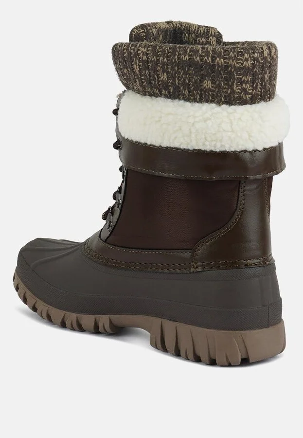 Delphine knitted collar lace up boots - Image 2