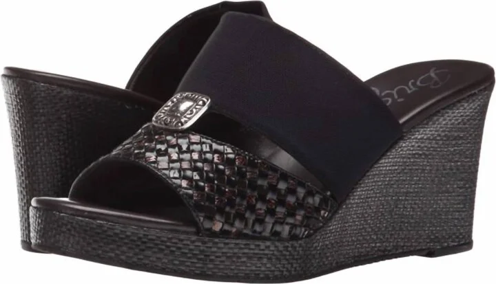 Delta Black Brown Leather Wedge Sandal In Black/brown Mix