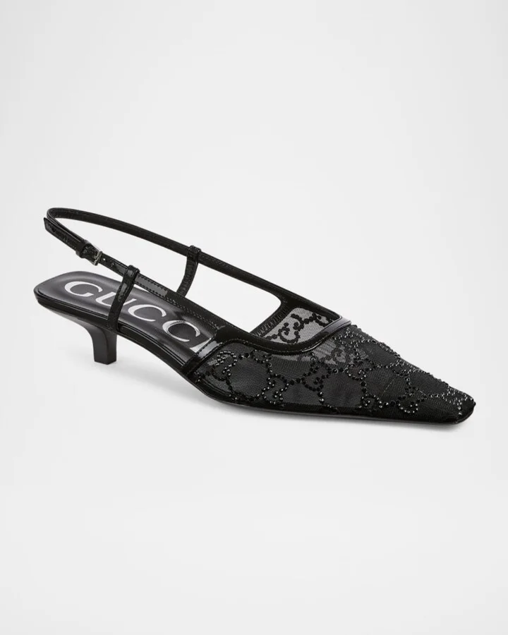 Demi Crystal Mesh Slingback Pumps - Image 2