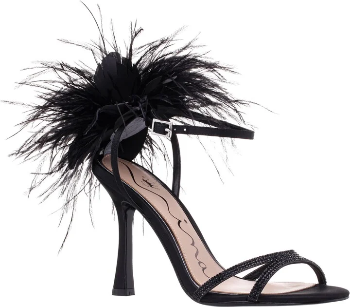 Demi Faux Feather Ankle Strap Sandal