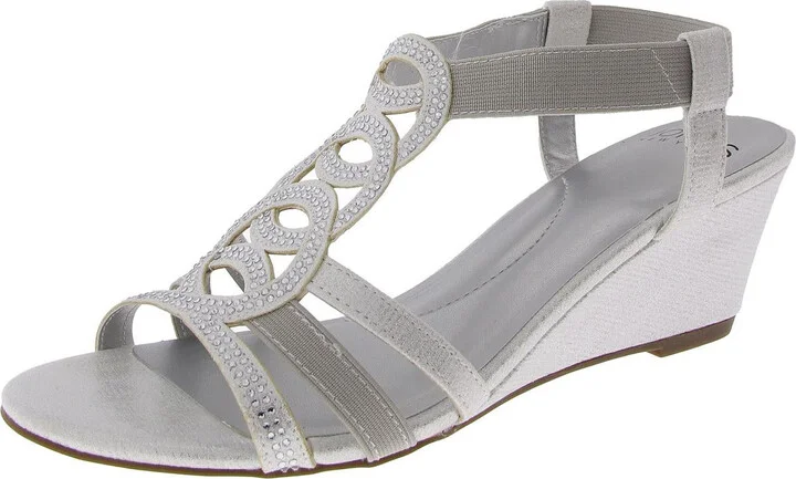 Denice Womens Embellished Wedge Strappy Sandals