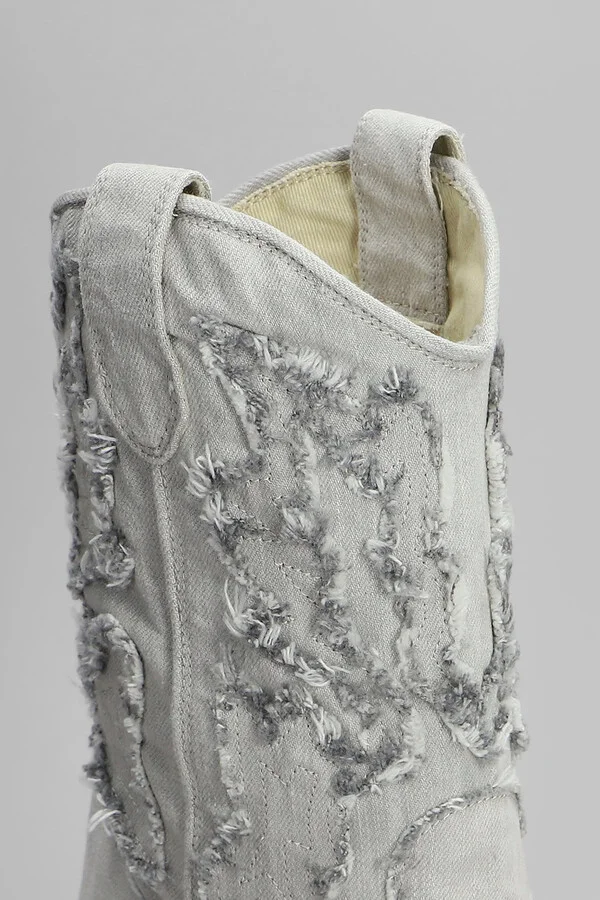 Denim 305 Texan Ankle Boots In Grey Fabric - Image 5