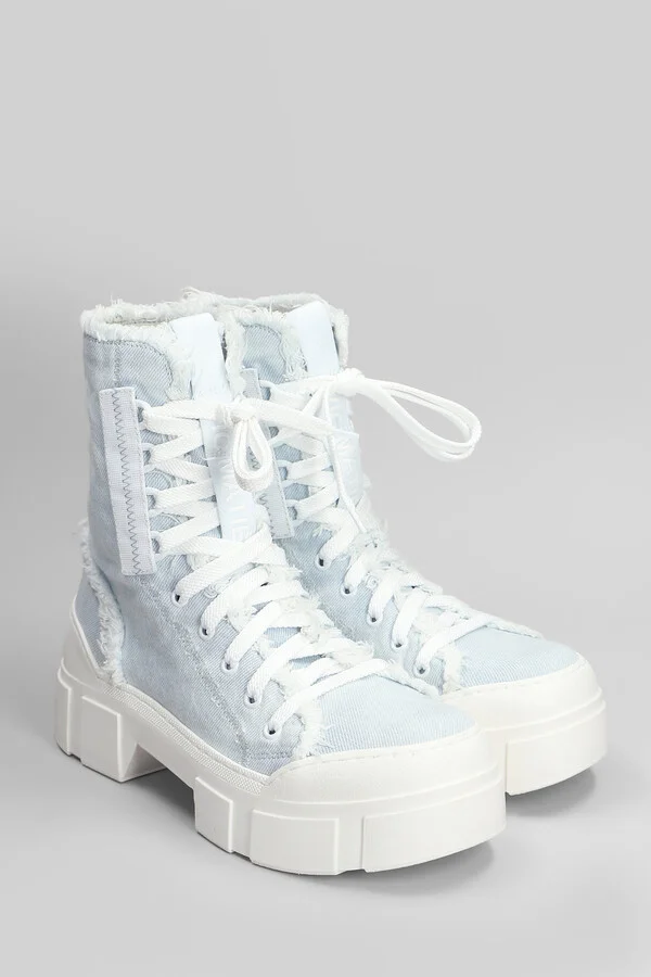 Denim 500 Combat Boots In Cyan Fabric - Image 2