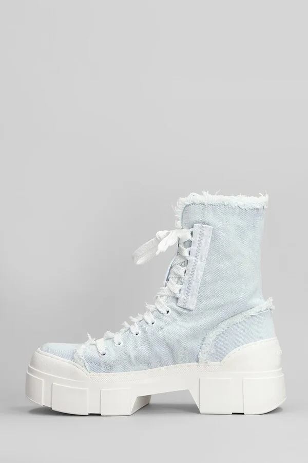 Denim 500 Combat Boots In Cyan Fabric - Image 3