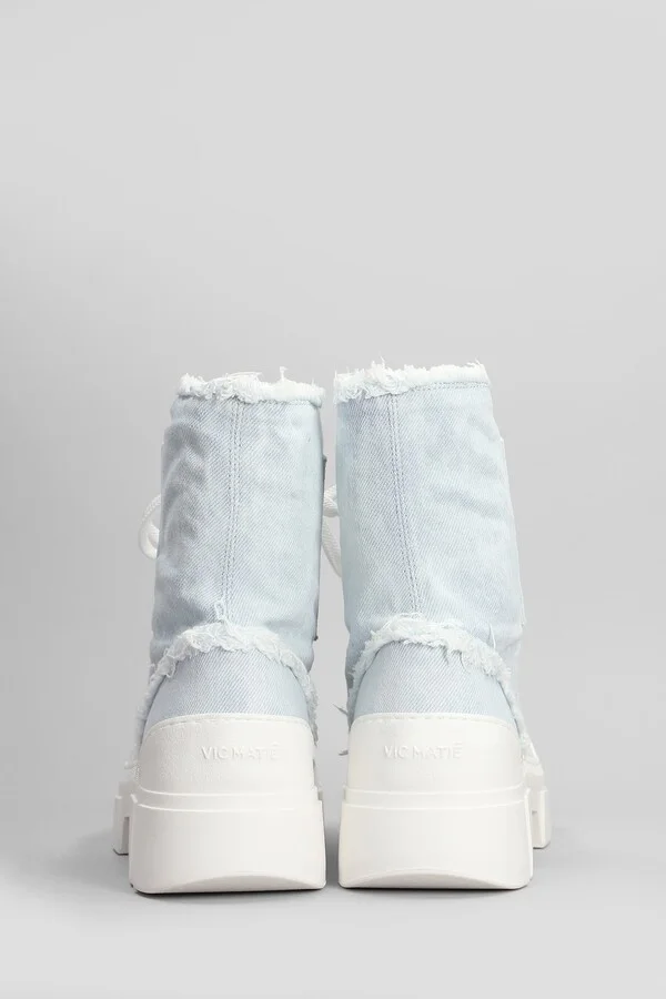 Denim 500 Combat Boots In Cyan Fabric - Image 4