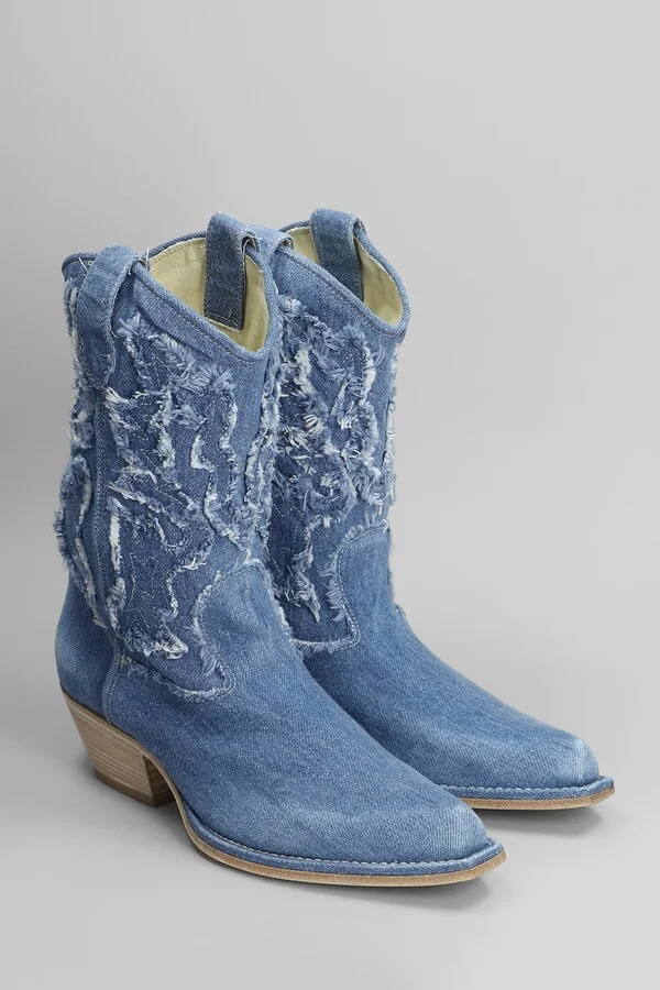 Denim 505 Texan Ankle Boots In Blue Denim - Image 2