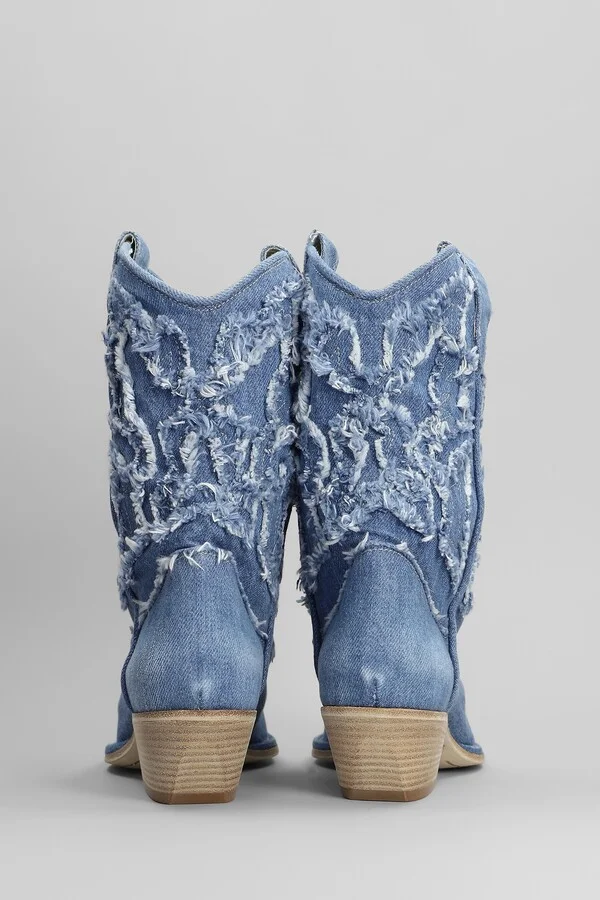 Denim 505 Texan Ankle Boots In Blue Denim - Image 4
