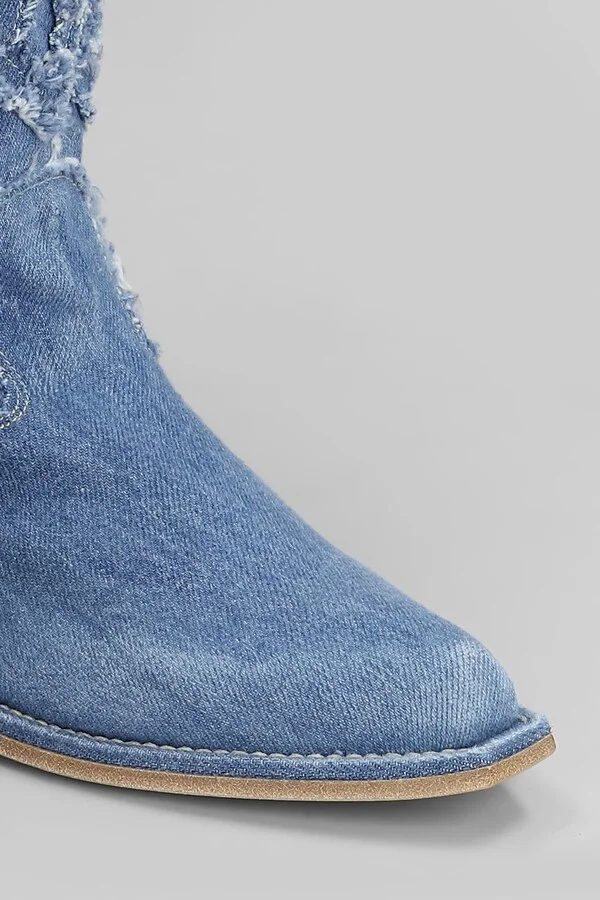Denim 505 Texan Ankle Boots In Blue Denim - Image 5