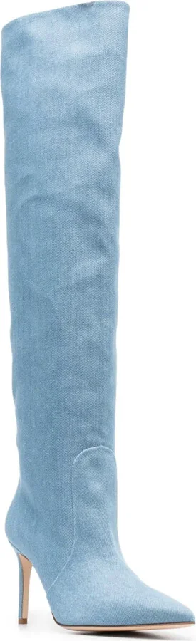 Denim 85mm Thigh-High Boots - Image 2