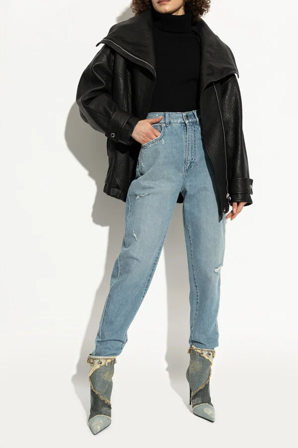 Denim Ankle Boots With Heels, , - Blue - Image 2