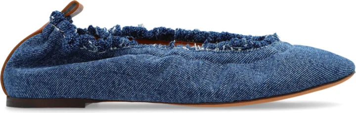 Denim Ballet Flats, , - Blue