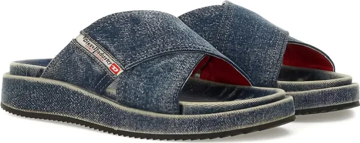 Denim Cross-Strap Slides - Image 2