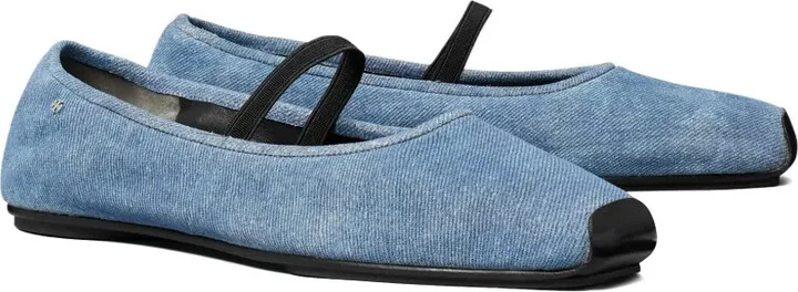 Denim Elastic-Strap Ballet Flats - Image 2