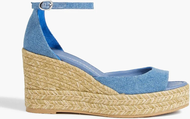 Denim espadrille wedge sandals