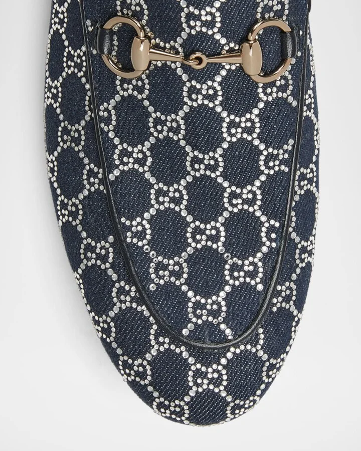 Denim GG Crystal Princetown Mules - Image 2