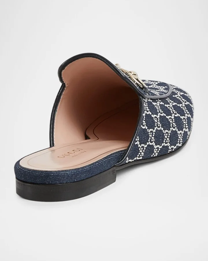 Denim GG Crystal Princetown Mules - Image 5