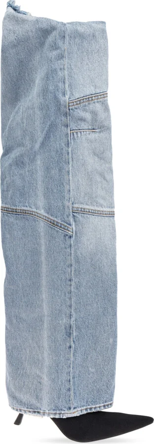 Denim Heeled Boots `New Flex`, , - Blue