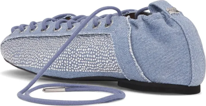 Denim Lace-Up Ballet Flats - Image 2